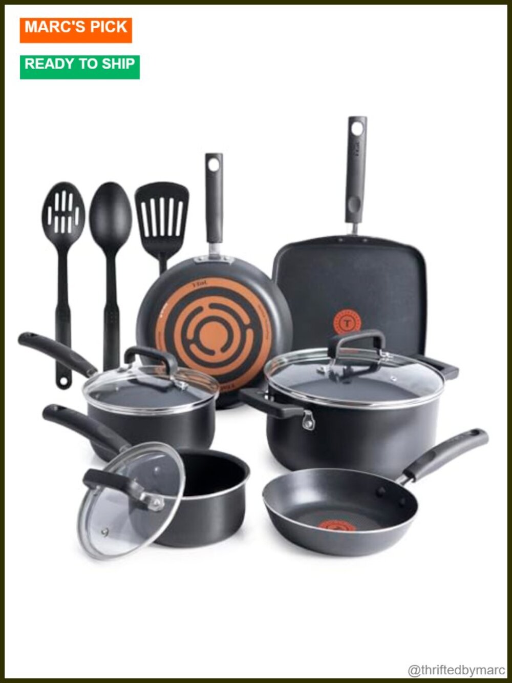 12 Piece ProGlide Nonstick Cookware Set with Fry Pans Saucepans Dutch Oven